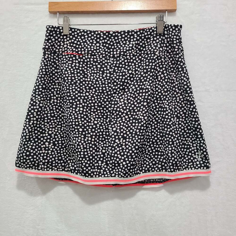 Jofit Womens Golf Tennis Pickleball Skort Size S Black Polka Dots NeonPink Trim